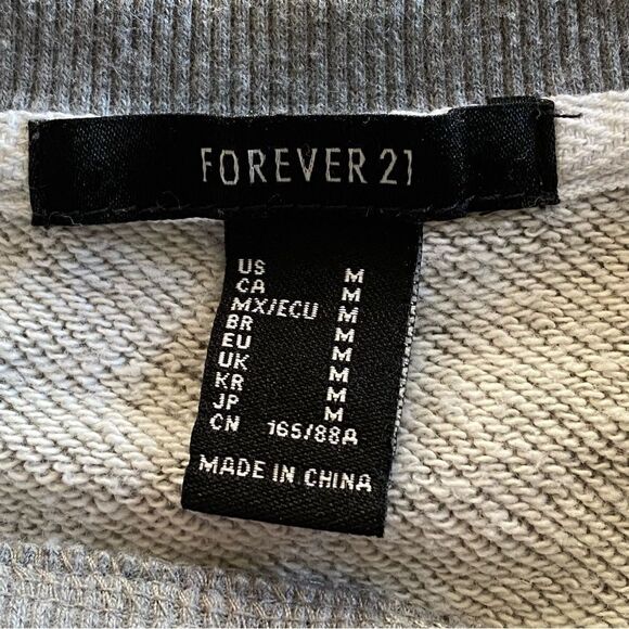 Forever 21 Crop Sweatshirt Slouchy Athleisure Gray Sporty Medium - Picture 3 of 9